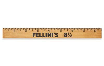 John Waters, Fellini's 8 ½ (2014). White pine, pressed letters, wood stain and paint. 26.4 × 259.1 × 26.4 cm. © John Waters.