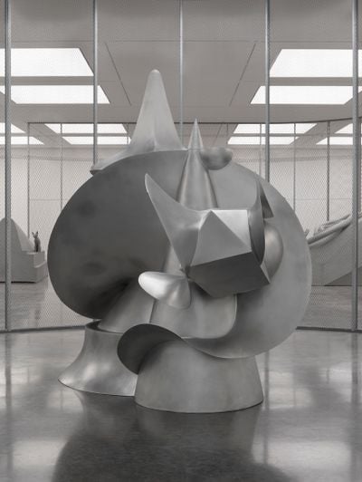 Artist Liu Wei's artwork depicting a large-scale fibreglass aluminium sculpture with biomorphic spikey edges