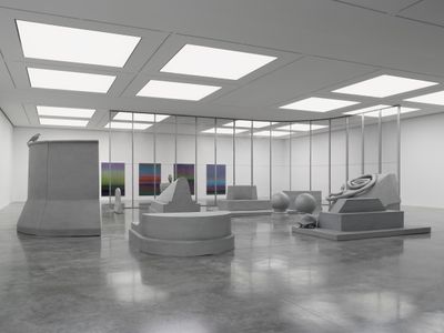 Artist Liu Wei's exhibition depicting concrete hued large-scale fibreglass aluminium sculptures at White Cube Bermondsey