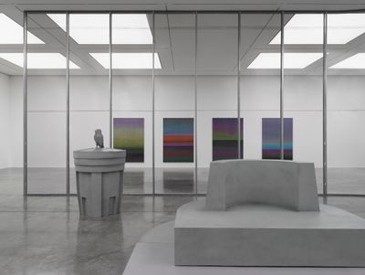 Artist Liu Wei's exhibition depicting concrete hued large-scale fibreglass aluminium sculptures and 4 large oil paintings 