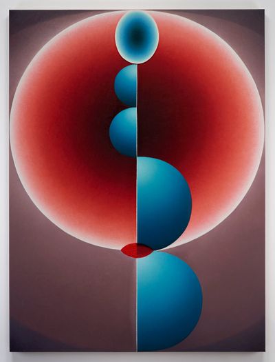 Loie Hollowell, Red Hole (2019). Oil paint, acrylic medium, and high-density foam on linen mounted on panel. 183.2 × 137.2 × 8.3 cm. Courtesy Private Collection.