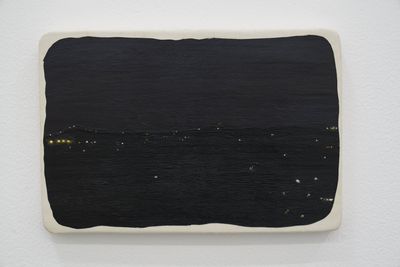 Muhanned Cader, Nugaduwa 4 (2020) (detail). Oil on wood. 19.5 x 28.5 cm.