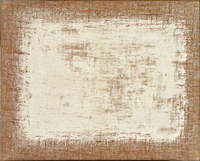 Ha Chong-Hyun, Conjunction 74-17 (1974). Oil on hemp cloth. 80 x 100 cm.