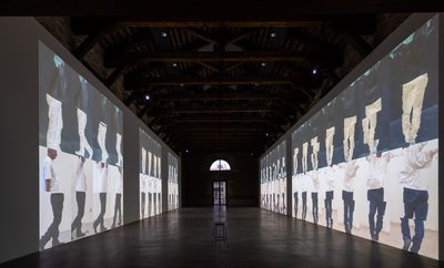 Bruce Nauman, Contrapposto Studies, I through VII (2015–2016). Jointly owned by Pinault Collection and the Philadelphia Museum of Art. Exhibition view: Bruce Nauman: Contrapposto Studies, Punta della Dogana (23 May 2021–27 November 2022). © Palazzo Grassi. © Bruce Nauman by SIAE 2021.