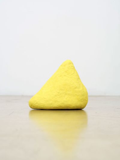 Taeyoon Kim, Sunday Yellow (2016). Epoxy resin, paper clay, and oil stick. 29 x 16 x 27 cm. Exhibition view: Blinded Coincidence, ONE AND J. Gallery, Seoul (3 June–1 July 2016).