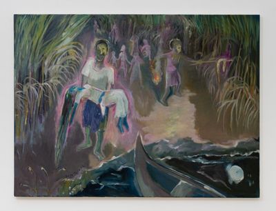 Sosa Joseph, A Viper in the Sugar Cane Field (2021). Oil on canvas. 91.4 x 101.6 cm.