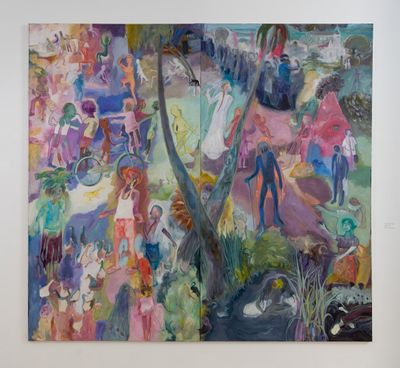 Sosa Joseph, Duck Farmers (2019–2021). Oil on canvas. 274.3 x 299.7 cm.