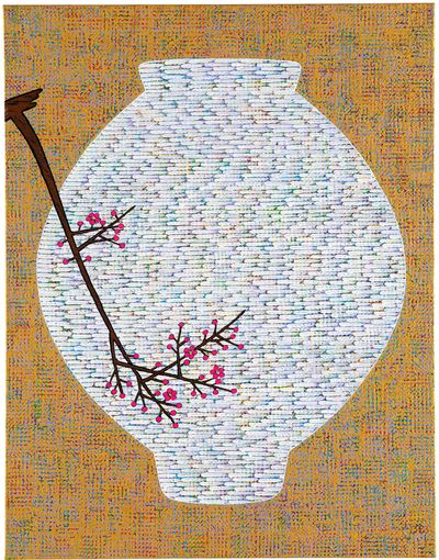 Lee Choun Hwan, Saekdongwalmae #546 (2022). Mixed media on canvas. 116.8 x 91.0 cm.