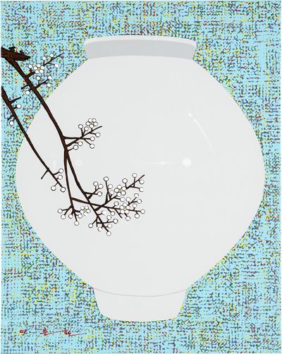 Lee Choun Hwan, The Moon Jar #225 (2019). Mixed media on canvas. 90.9 x 72.7 cm.