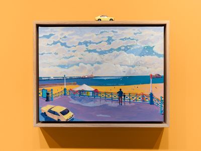 Stephen Wong, Google Earth Road Trip to UK: Pier of Brighton (2022). Acrylic on canvas. 30 x 40 cm.