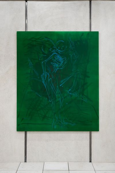Brook Hsu, Pan et son élève (2022). Ink on canvas. 170 x 140 cm.