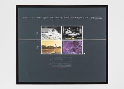 John Baldessari, Blasted Allegories (Yellow Journalism): With Real Life Oblique. (1978). Black-and-white and colour photographs with paint marker and pencil on board. 46.4 x 54 cm.