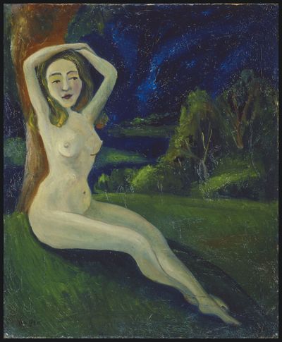 Yun Gee, Seated Nude (1942). Oil on canvas. 60.1 x 49.8 cm.
