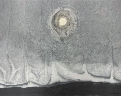 Gao Xingjian, Brightness / La Luminosité (2022). Chinese ink on rice paper. 42.5 x 53 cm.