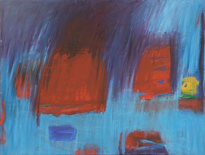 Chinyee, Blue Rain 1 (2012). Oil on canvas. 91 x 122 cm.