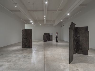 Exhibition view: Ghada Amer, Paravent Girls, Tina Kim Gallery, New York (26 October–9 December 2023).