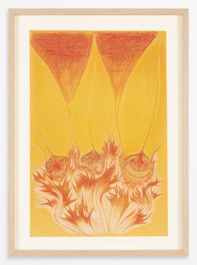 Javier Barrios, Bulbophyllums inframundo III (2023). Pastel and sanguine on paper. 42.5 x 31 cm (framed).