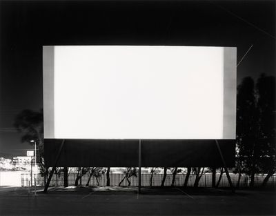 Hiroshi Sugimoto, Winnetka Drive-In, Paramount (1993). Gelatin silver photograph. 42.3 × 54.1 cm (image), 47.5 × 60.1 cm (sheet). Collection National Gallery of Victoria, Melbourne; Bowness Family Fund for Contemporary Photography, 2009. © Hiroshi Sugimoto.