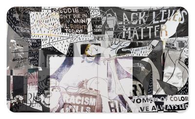 Mickalene Thomas, The Charnel House (Resist #5) (2021). Rhinestones, acrylic, and oil on canvas mounted on wood panel. 198.1 x 340.4 cm.