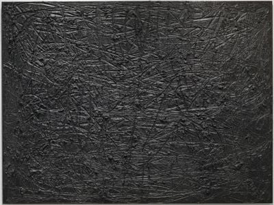 Rashid Johnson, Cosmic Slop "Bitter" (2015). Black soap and wax. 183 x 244.2 x 3.8 cm. Solomon R. Guggenheim Museum, New York, Promised gift, David Shuman, 2015. Photo: Kristopher McKay. © Solomon R. Guggenheim Foundation, New York.