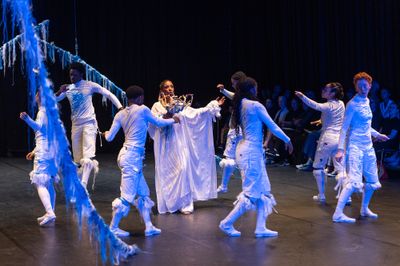 Julien Creuzet, Algorithm ocean true blood moves (2024). Choreography Ana Pi. Commissioned by Hartwig Art Foundation & Performa 2023, presented in Amsterdam by Hartwig Art Foundation in collaboration with the Dutch National Opera.