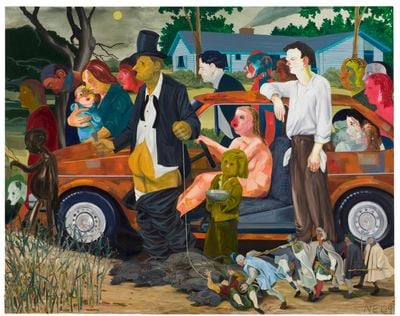 Nicole Eisenman, The Triumph of Poverty (2009). Oil on canvas. 165.1 × 208.3 cm. Collection of Bobbi and Stephen Rosenthal, New York City.