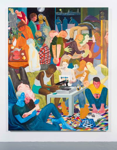 Nicole Eisenman, Another Green World (2015). Oil on canvas. 325.12 × 269.24 cm. Collection of The Museum of Contemporary Art, Los Angeles; purchased with funds provided by the Acquisition and Collection Committee. Photo: Zak Kelley.