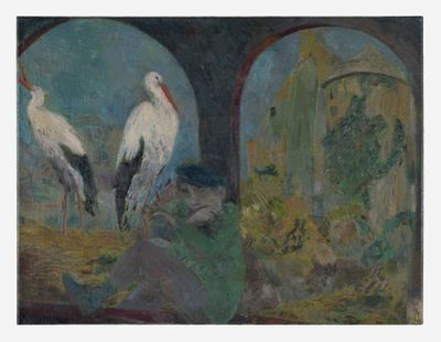 Kai Althoff, Untitled (2024). Oil on linen. 48.5 x 63.7 x 2.5 cm.
