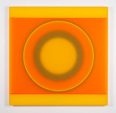 Kāryn Taylor, Two Rounds and a Sound (2023). Cast acrylic. 80 x 80 x 4.5 cm.