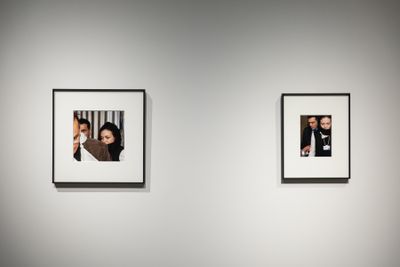 William Wiebe, Zahra; Sheera (both 2023). Chromogenic prints, RFID chips, biometric data. Exhibition view: Proof of Personhood: Identity and Authenticity in the Face of Artificial Intelligence, Singapore Art Museum (22 September 2023–25 February 2024).