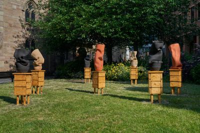 Ranti Bam, 'Ifas' (2023). Exhibition view: 12th Liverpool Biennial, uMoya: The Sacred Return of Lost Things, Our Lady and St Nicholas Church Gardens (10 June–17 September 2023).