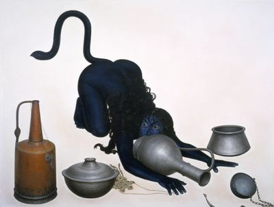 Eteri Chkadua, Demon (2003). Oil on linen. 76 x 58 inches. Collection of Gian Enzo Sperone.
