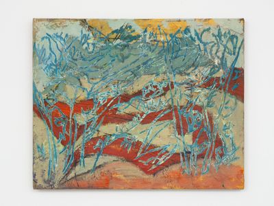 Tim Stoner, Round the Ronda Road (2) (2017–2023). Oil on linen. 37 × 46 cm.
