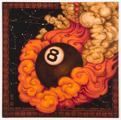 Martin Wong, Tell My Troubles to the Eight Ball (Eureka) (1978–81). Acrylic on canvas. 121.9 x 121.9 cm. © Martin Wong Foundation.