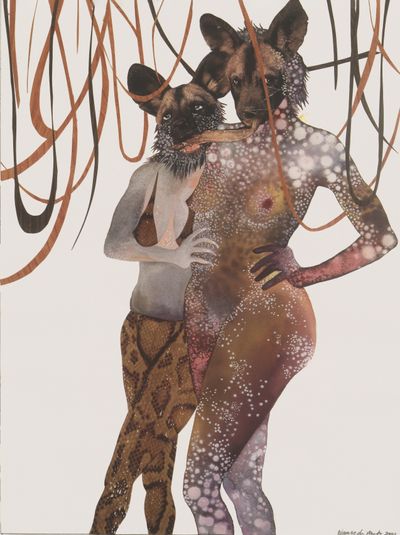 Wangechi Mutu, Intertwined (2003). Watercolour with collage on paper. 40.96 x 30.8 cm (image); 57.79 x 47.78 x 3.81 cm (outer frame). Minneapolis Institute of Art. Gift of Mary and Bob Mersky.