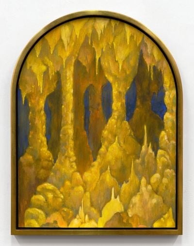 Nicolas Party, Cave (2023). Soft pastel on pastel card. 64.14 x 47.96 cm.
