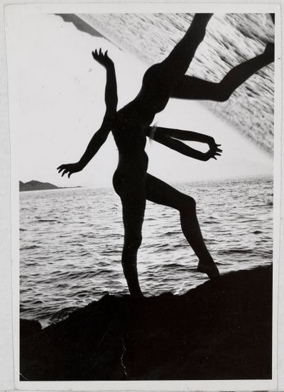 Weegee, Ocean Dancer Distortion (ca. 1950). Gelatin silver print.
