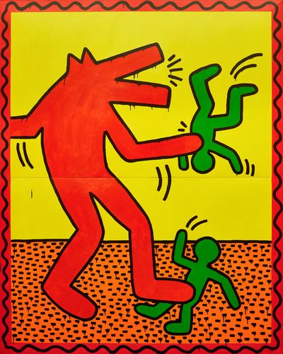 Keith Haring, Untitled, 1982, Enamel and dayglo on metal. © Keith Haring Foundation, Photo © Yannick Sas.