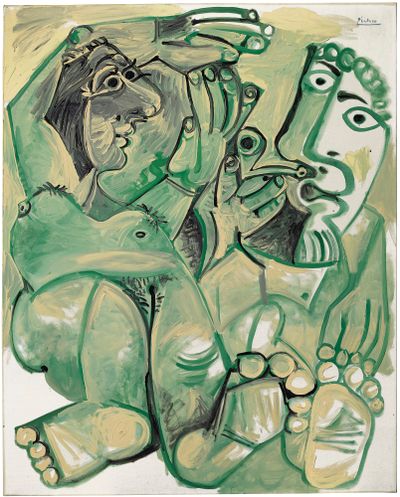 Pablo Picasso, Homme et femme nus (1968). Oil and Ripolin on canvas. Courtesy HE Art Museum.