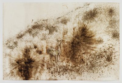 Cai Guo-qiang, Deer and Pine Tree (2012). Mixed media. 202 x 303.5cm.