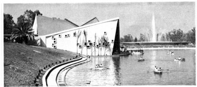 A vintage photograph of the LAGO building.