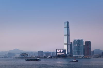 The M+ building viewed from Victoria Harbour. Photo: Virgile Simon Bertrand.