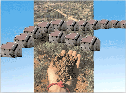 Khaled Jarrar, If I don't steal your home someone else will steal it (2021) detail. Digital animation, soil.