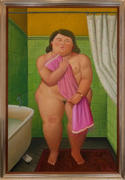 Fernando Botero, Woman in the Bathroom (2002). Oil on canvas. 191 x 127.5 cm 105-107.