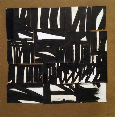 Pierrette Bloch, Untitled (1971). Ink on paper (collage) on soft fibre board on stretcher. 100 x 98.5 cm. Photo: Antonio Maniscalco.
