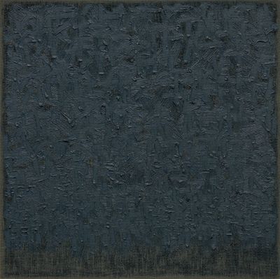 Ha Chong-Hyun, Conjunction 95-020 (1995). Oil on hemp cloth. 185 x 185 cm.