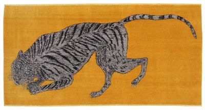Kiki Smith, Pounce (2022). Wool rug commissioned for Tomorrow's Tigers and WWF-UK. Curated by Artwise. Fabricated by Christopher Farr. Image © Artwise.