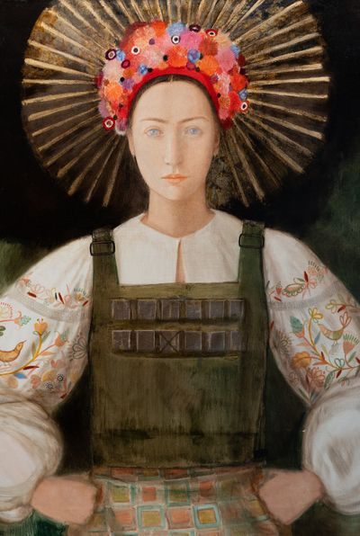 Tata Kolesnik, Protectress (2022). Oil on canvas. 90 x 70 cm.