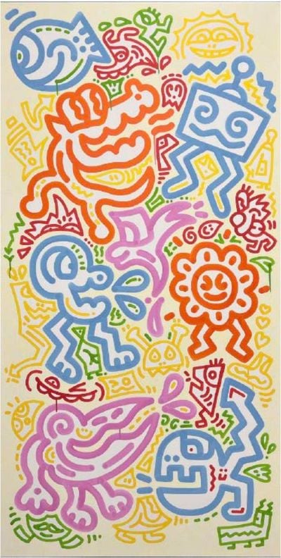 Mr Doodle, Colour Jive (2022). Acrylic on canvas. 200 x 100 cm.