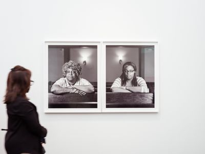 Dawoud Bey, Jean Shamburger and Kyrian McDaniel (2012). Archival pigment print. Diptych overall: 40 13/16 x 65 5/8 x 1 5/8 inches. Booth view: Sean Kelly, Frieze Los Angeles (17–20 February 2022).